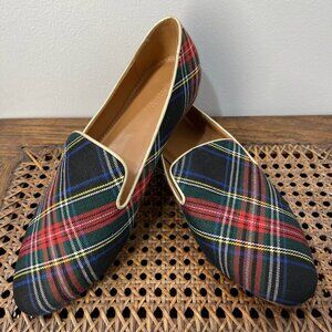 Size 9 J.Crew Factory Stewart Tartan Plaid Smoking Loafers